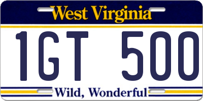 WV license plate 1GT500
