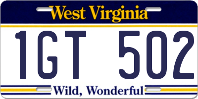 WV license plate 1GT502