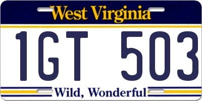 WV license plate 1GT503