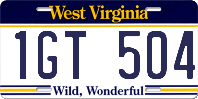 WV license plate 1GT504