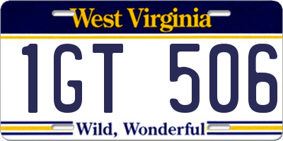 WV license plate 1GT506
