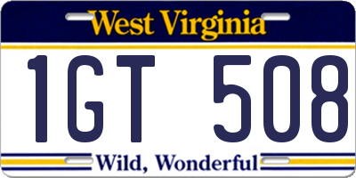 WV license plate 1GT508