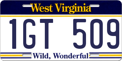 WV license plate 1GT509