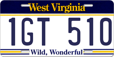 WV license plate 1GT510