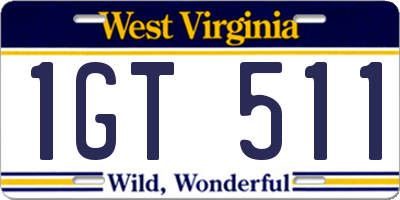 WV license plate 1GT511