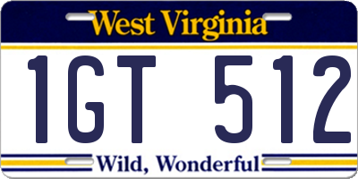 WV license plate 1GT512