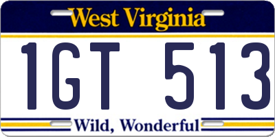 WV license plate 1GT513