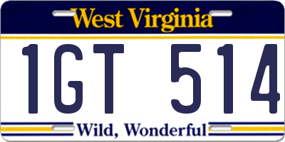 WV license plate 1GT514
