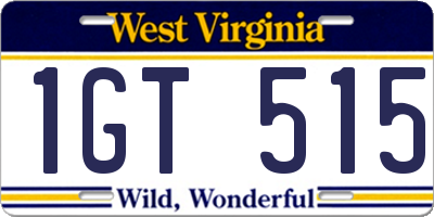 WV license plate 1GT515