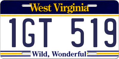 WV license plate 1GT519