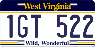 WV license plate 1GT522