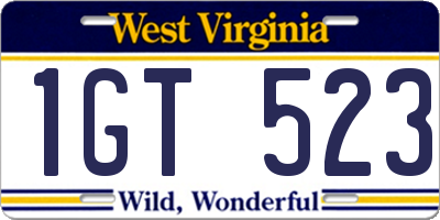 WV license plate 1GT523