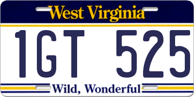 WV license plate 1GT525