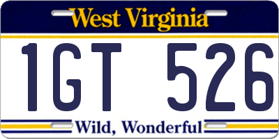 WV license plate 1GT526