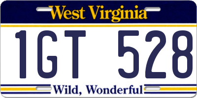 WV license plate 1GT528