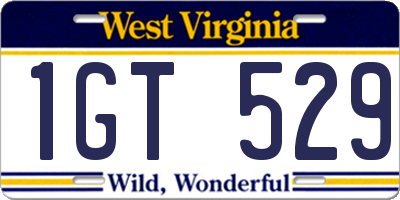 WV license plate 1GT529