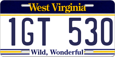 WV license plate 1GT530