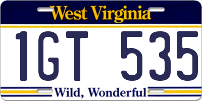 WV license plate 1GT535