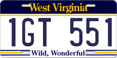 WV license plate 1GT551