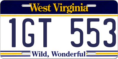 WV license plate 1GT553