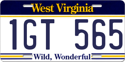 WV license plate 1GT565