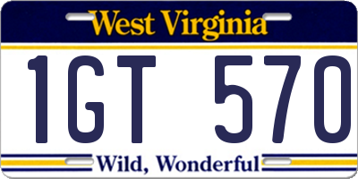 WV license plate 1GT570