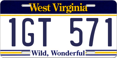 WV license plate 1GT571