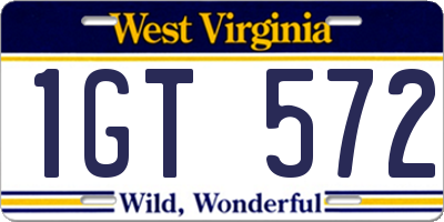 WV license plate 1GT572