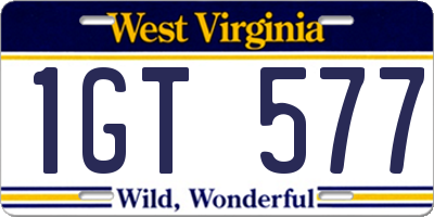 WV license plate 1GT577