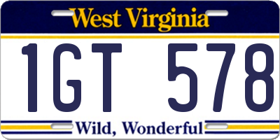 WV license plate 1GT578