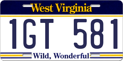 WV license plate 1GT581