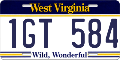WV license plate 1GT584