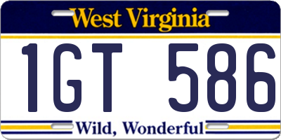 WV license plate 1GT586