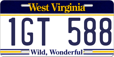 WV license plate 1GT588