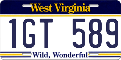 WV license plate 1GT589