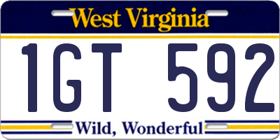 WV license plate 1GT592