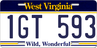 WV license plate 1GT593
