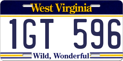 WV license plate 1GT596
