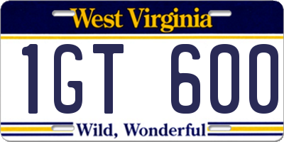 WV license plate 1GT600