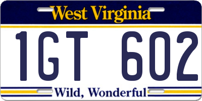 WV license plate 1GT602