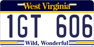 WV license plate 1GT606
