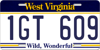 WV license plate 1GT609