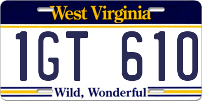WV license plate 1GT610