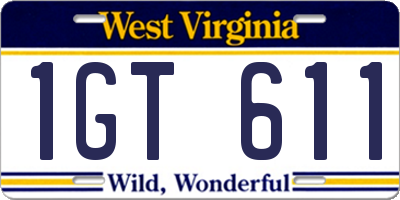 WV license plate 1GT611