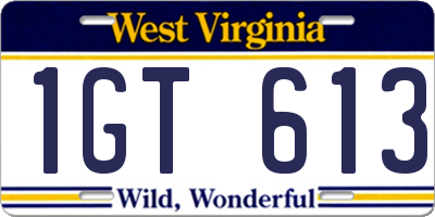 WV license plate 1GT613