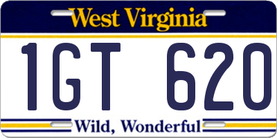 WV license plate 1GT620