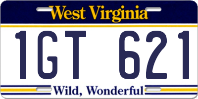 WV license plate 1GT621