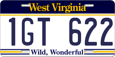 WV license plate 1GT622