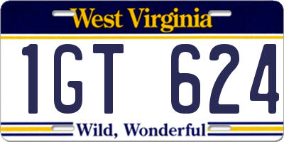 WV license plate 1GT624
