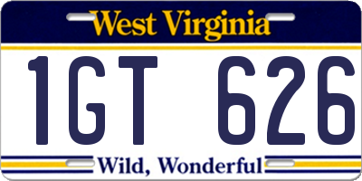 WV license plate 1GT626